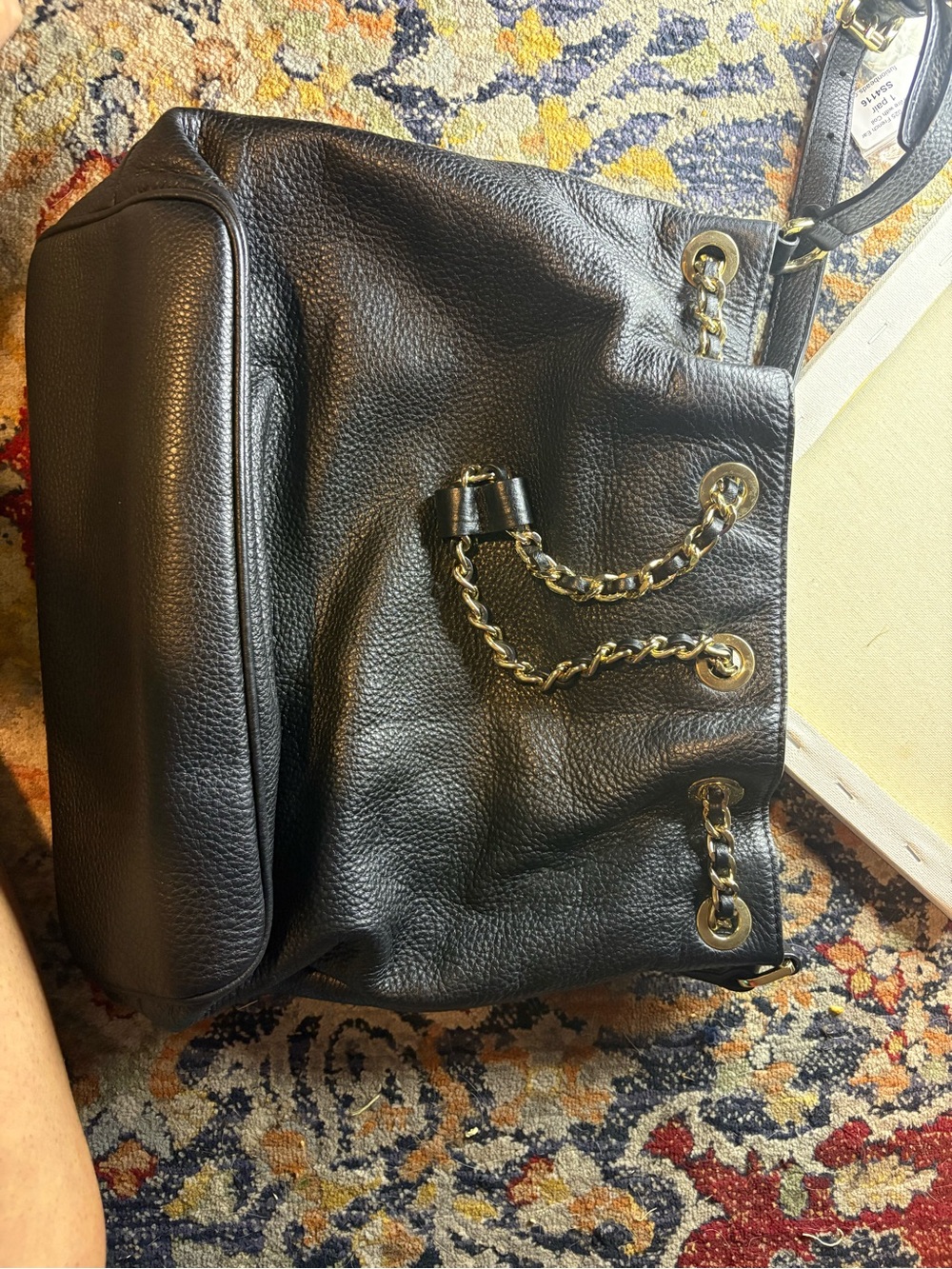 Michael Kors Black Pebbled Leather Chain-Handle Shoulder Bag
